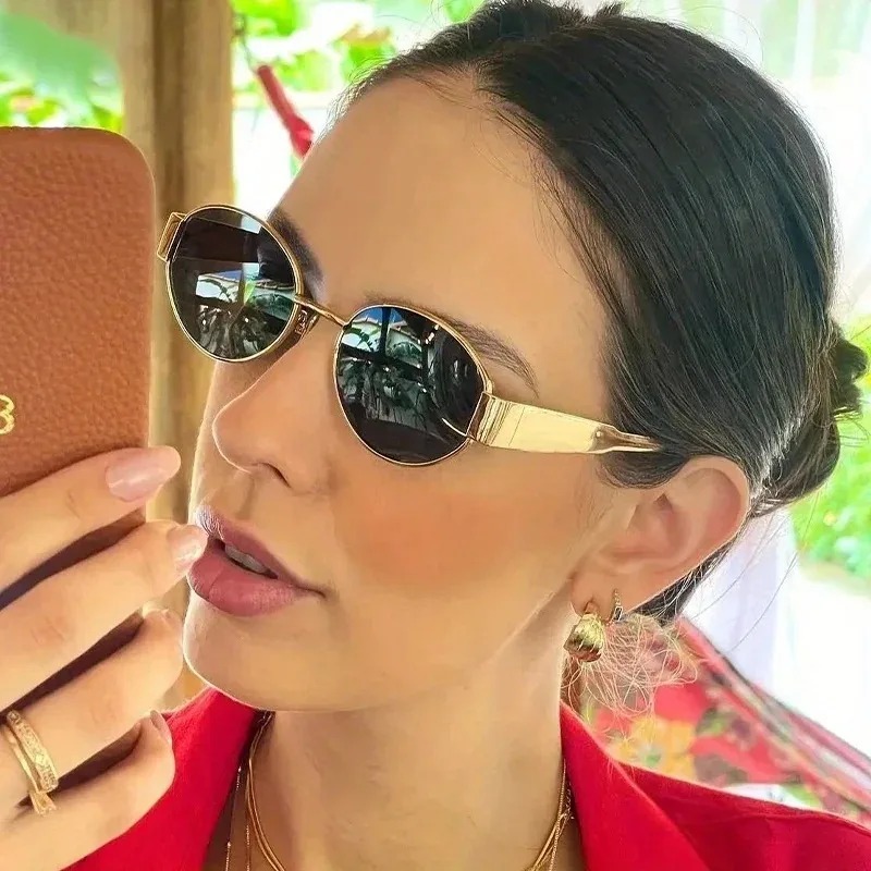 New Oval Sunglasses for Women  - Metal Photo Panel review and price