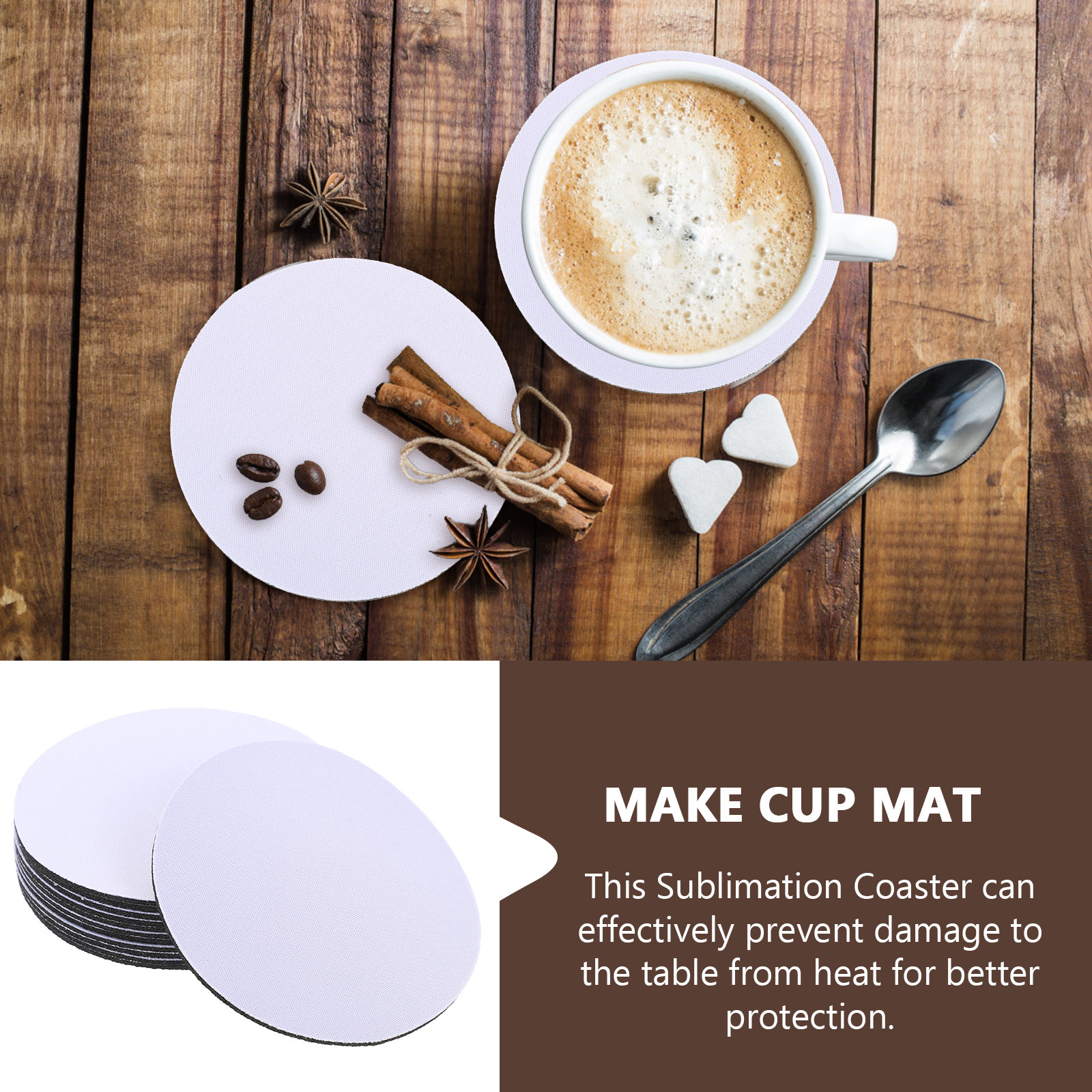 10Pcs Sublimation Cup Coasters - Coaster Sublimation Blank review and price